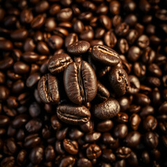 Fototapeta premium Close-up of roasted coffee beans on table Close-up of roasted coffee beans on table