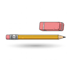 Wooden pencil with eraser isolated on white background 4