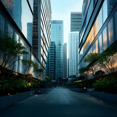 Modern Urban Architecture with Green Pathway