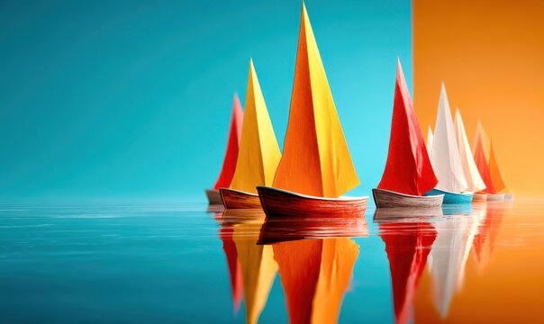 red and yellow boats