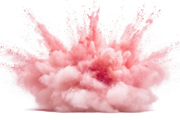 Soft pink powder explosion isolated on transparent background