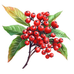 watercolor vector of Nandina Flower, isolated on a white background.
