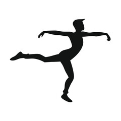 Abstract Silhouette Of Girl Practice Gymnastics Vector Illustration on white background.