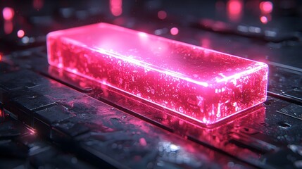 Neon pink progress bar loading on a futuristic transparent screen