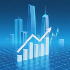 Upward Trend Graph with Cityscape Background