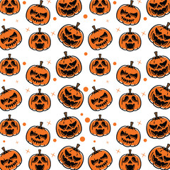 halloween pumpkins seamless pattern