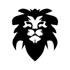 Lion head logo vector illustration, emblem design.	
