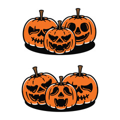 set of halloween pumpkins