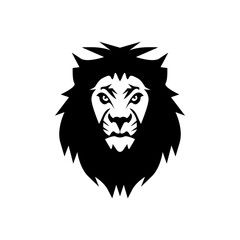 Lion head logo vector illustration, emblem design.	
