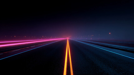 Obraz premium Neon Highway: A Futuristic Night Drive