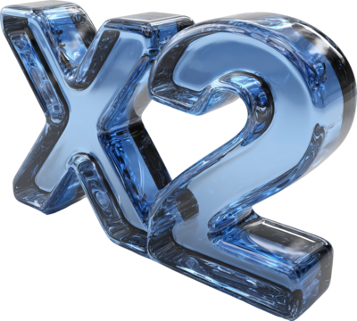 Blue glass crystal X2 icon with shiny liquid water effect