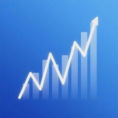 Upward Trend Graph with Blue Background