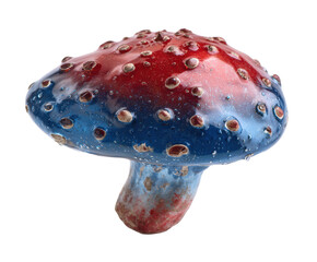 Colorful mushroom decoration inspired by fantasy themes on a transparent background, cut out