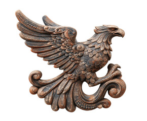 Detailed wall decor featuring a majestic eagle in flight on a transparent background, cut out