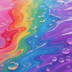 Obraz premium Vibrant Rainbow Paint with Water Droplets