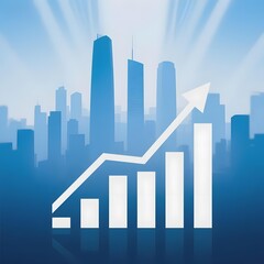 Upward Trend Graph with Cityscape Background