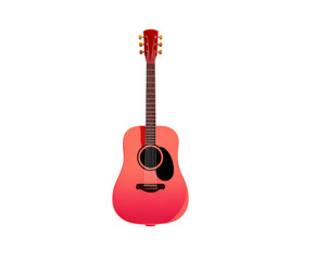 Obraz premium Acoustic guitar in vibrant pink for music lovers and artists on a transparent background, cut out