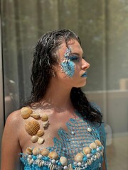 model,makeup,mermaid,shells,beauty