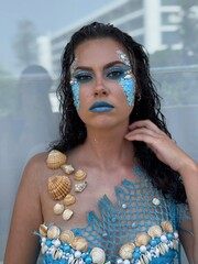 model,makeup,mermaid,shells,beauty