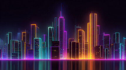 Neon Cityscape: Vibrant Night Skyline