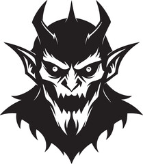  Devil Face Silhouette Vector – Spooky Horned Demon Head Silhouette Clipart
