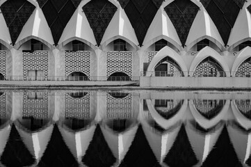 Al Jabbar Grand Mosque Reflected on Lake in Bandung, West Java, Indonesia