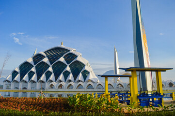 Al Jabbar Grand Mosque Reflected on Lake in Bandung, West Java, Indonesia