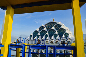 Al Jabbar Grand Mosque Reflected on Lake in Bandung, West Java, Indonesia