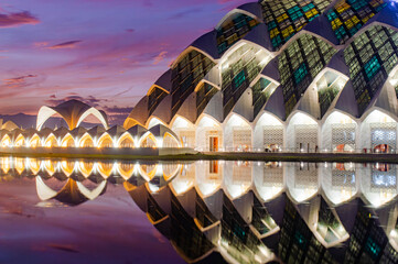 Al Jabbar Grand Mosque Reflected on Lake in Bandung, West Java, Indonesia