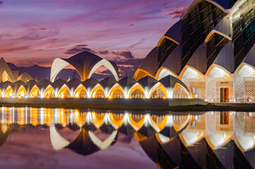 Al Jabbar Grand Mosque Reflected on Lake in Bandung, West Java, Indonesia