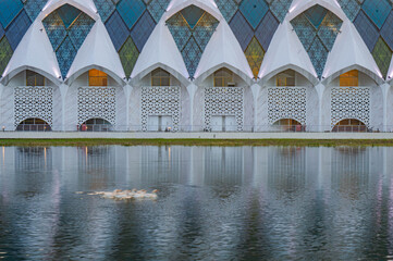 Al Jabbar Grand Mosque Reflected on Lake in Bandung, West Java, Indonesia