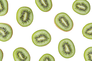Fototapeta premium Fresh kiwi slices isolated on transparent background