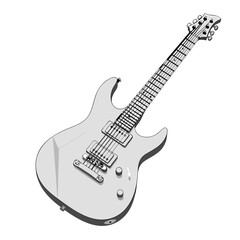 Obraz premium Stylized electric guitar illustration with monochrome design highlighting musical instrument features rendered in simple graphics and elegant