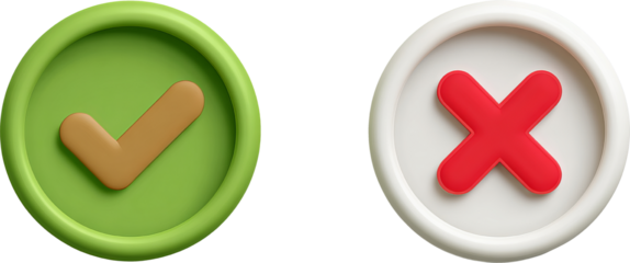 Green check and red cross icons showing positive negative choice