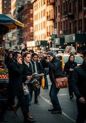 Street Photographer Capturing Urban Life in Bustling City.