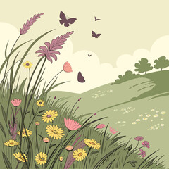 spring meadow with flowers