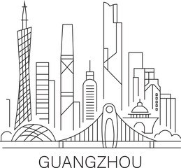 Guangzhou City Line Draw Free Vector