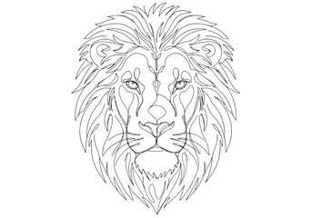 Fototapeta premium Minimalist continuous line drawing of a majestic lion s face