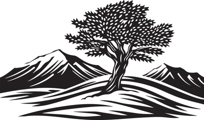 Majestic Mountain and Tree Vector Bundle