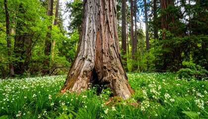 Majestic tree in a spring forest