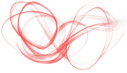 Abstract red swirling lines isolated on transparent background