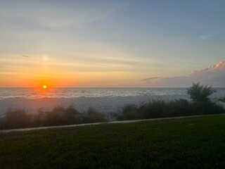 sunset over the beach