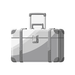 Elegant travel luggage vector illustration, perfect for vacation and tourism designs. Minimalist grayscale suitcase graphic, featuring a pull handle