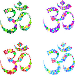 Om Ohm Symbol Mosaic Colorful Yoga Meditation Mantra