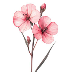 Gaura Flower, watercolor illustration vector, isolated on a white background.