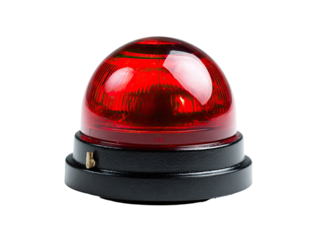 Round, bright red emergency light