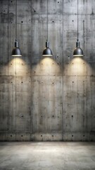 Concrete Wall Background with Industrial Lighting