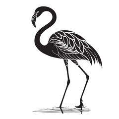 black flamingo Silhouette Vector, High Quality Illustration on White Background