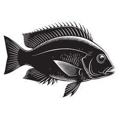black fish tape Silhouette Vector, High Quality Illustration on White Background