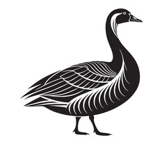 black goose Silhouette Vector, High Quality Illustration on White Background